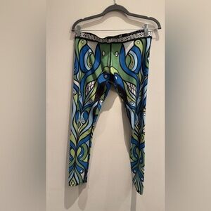 AussieBum Pro-Fit Leggings Spandex Blue, Green, Black & White Size Large Mens